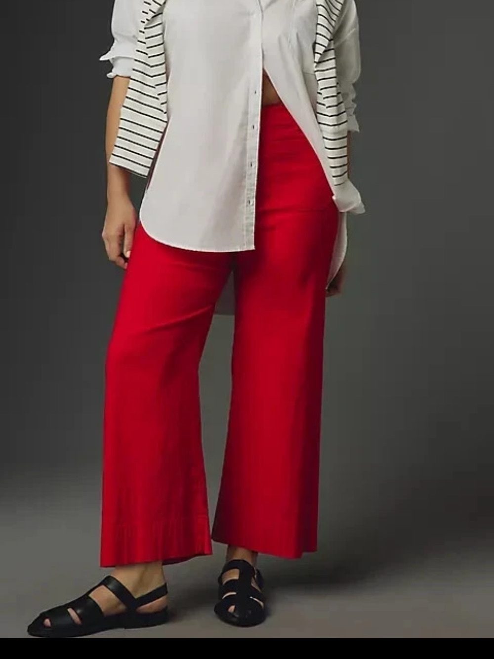 Wide-Leg High-Rise Red Pants for Women